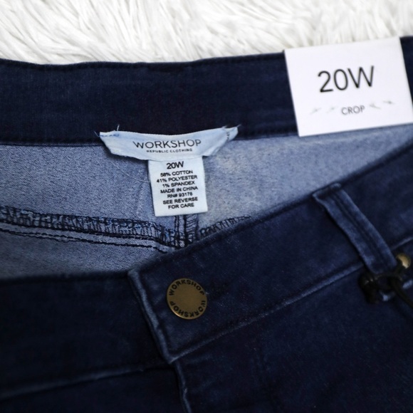 Workshop Republic Dark Wash Cropped Skinny Jeans size 20W - Picture 3 of 3